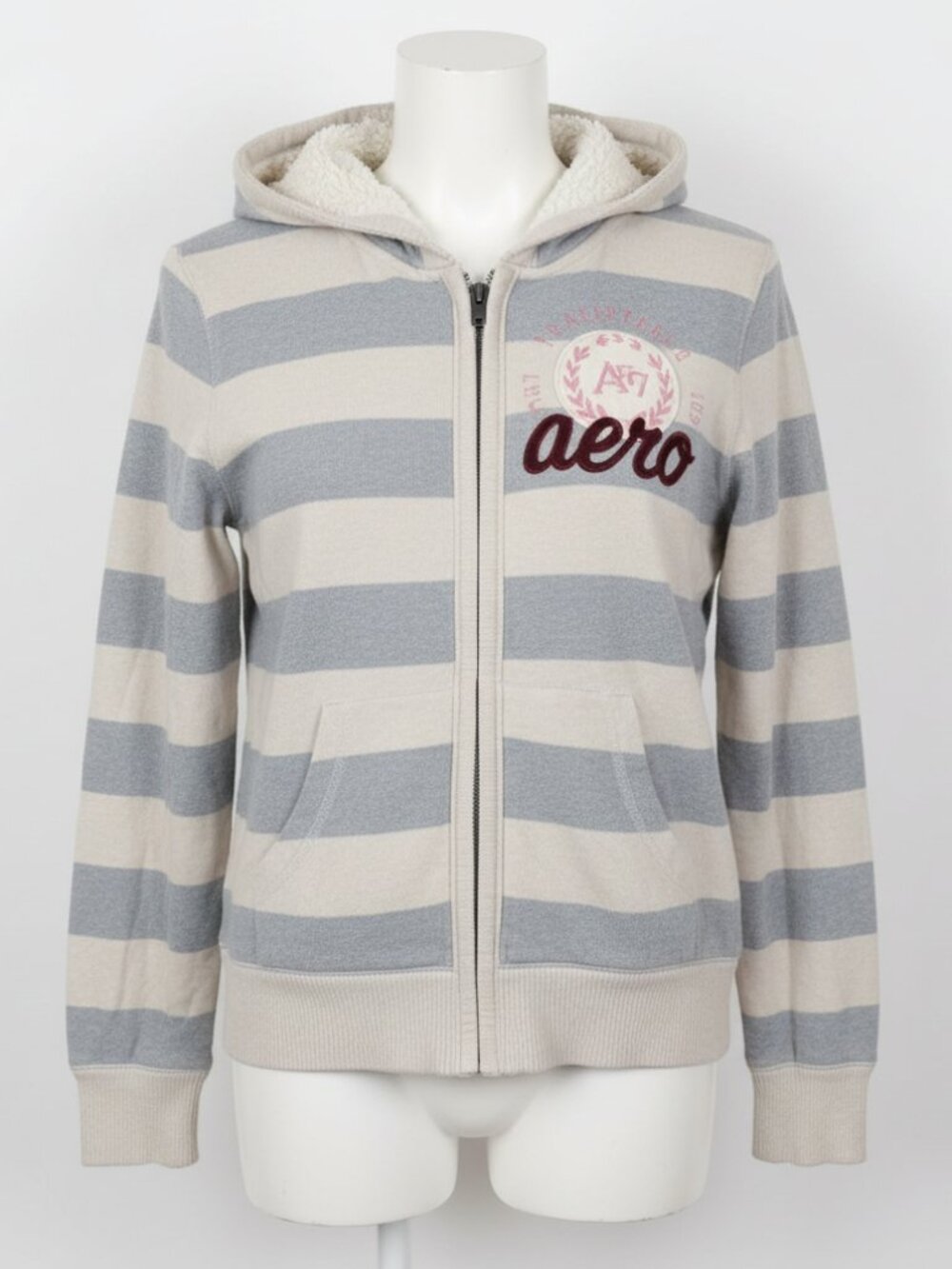 Aeropostale Hoodie Large Y2K  Fuzzy Inside Long Sleeve  Thrashed